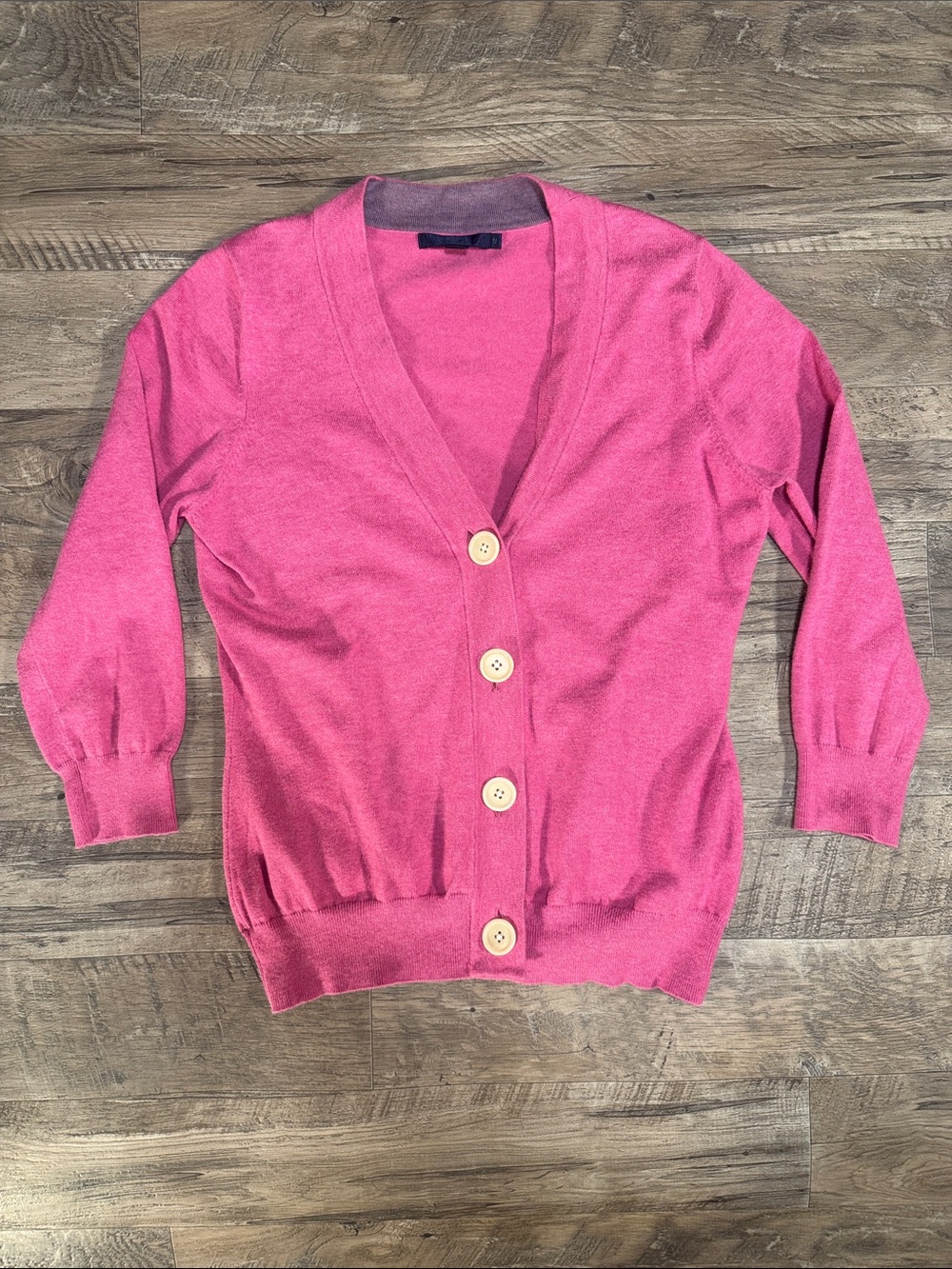 Boden Hot Pink V-Neck Button Quarter Sleeve Cardigan - Size 12